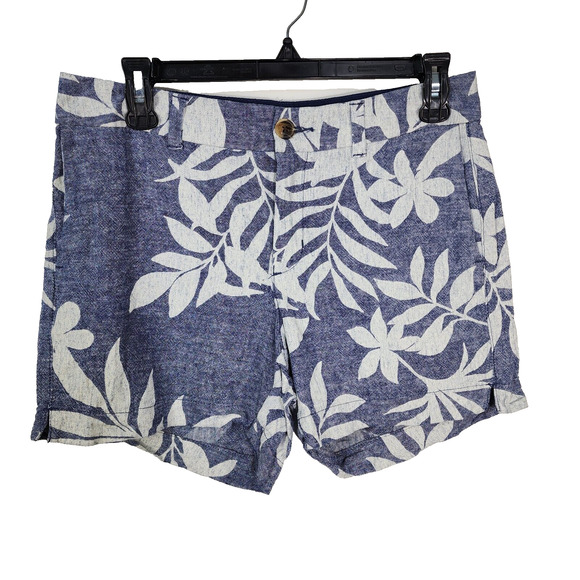 Old Navy Womens Everyday Shorts Size 2 Floral Linen Blend 5" Inseam Blue White - Picture 1 of 8